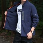 Men's fleece outdoor jacket with full zip, high collar, and water-repellent zip pocket Fashion Glam