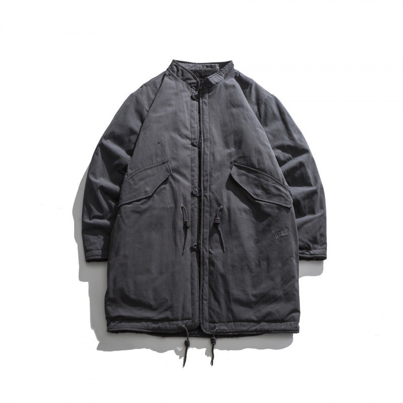 Men's Insulated Parka Jacket in Oversized Cut with Sherpa Lining and Drawstring Hem Fashion Glam