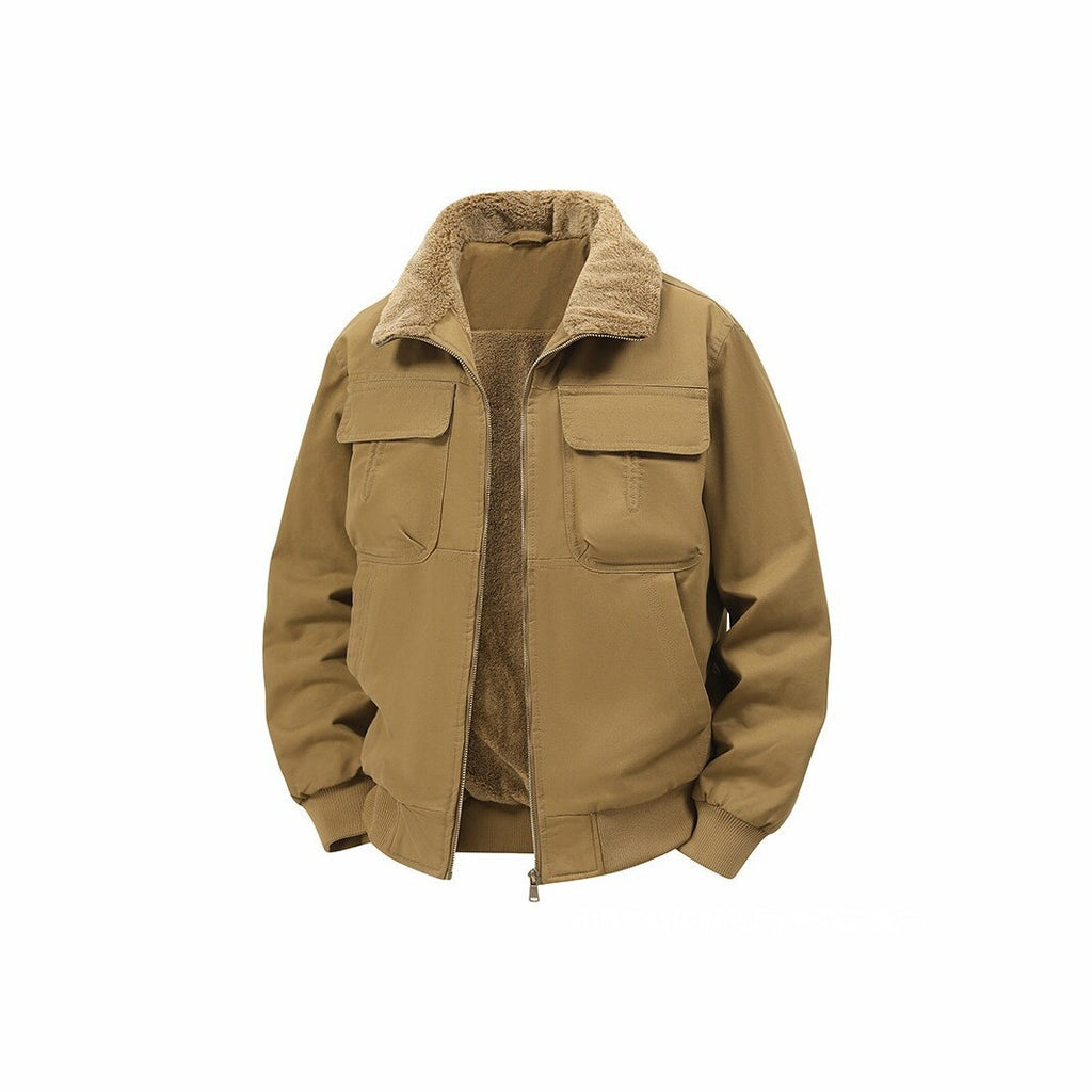 Men's thermo bomber jacket with full zip, sherpa collar, and utility pockets Fashion Glam