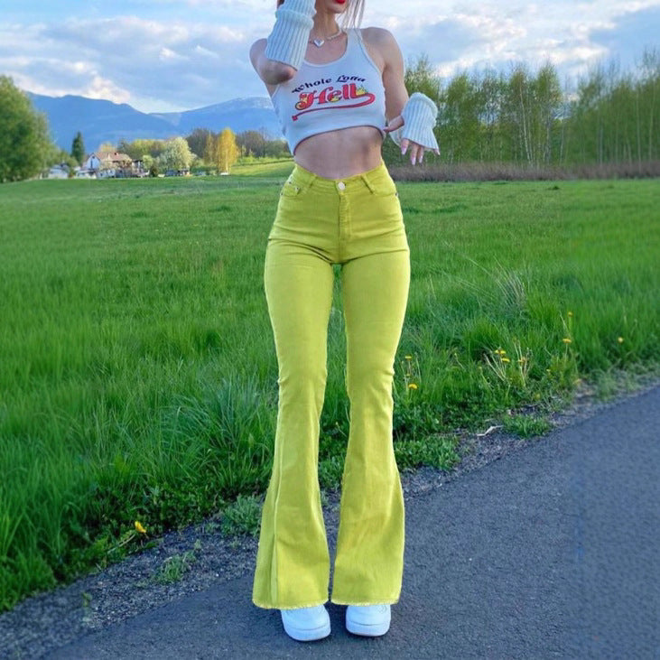 Ladies High-Waist Flared Pants made of Stretch Cord with waist-shaping cut Fashion Glam