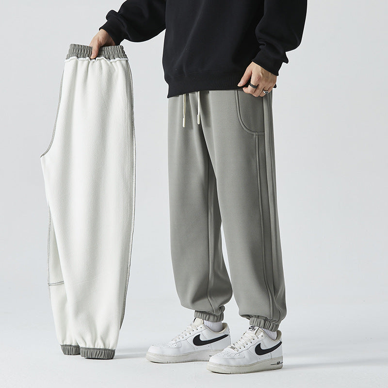 Men Comfortable Athletic Jogging Pants with Drawstring and Elastic Ankle Cuffs Fashion Glam