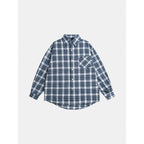Unisex Oversize-checkered Flannel shirt with rounded hem and diagonal chest pocket Fashion Glam