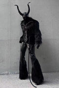 Men's Statement Faux Fur Jacket with Long Shaggy Sleeves and Asymmetrical Zipper Fashion Glam