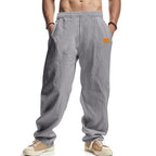 Men's Casual Linen Pants with Elastic Waist and Practical Pockets Fashion Glam
