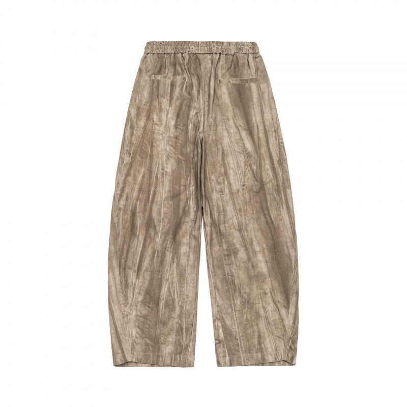 Unisex Wide Cropped Pants with Asymmetrical Layer Inserts, Elastic Waistband, and Coated Structure Fashion Glam