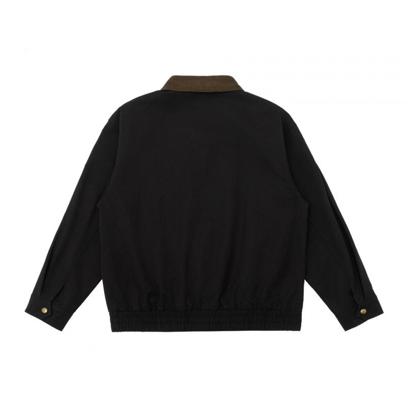 Unisex Boxy Utility Jacket with Cord Collar, Patch Pockets, and Elastic Hem Fashion Glam