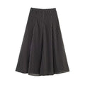 Ladies Flowing Midi Skirt in Vintage Polka Dot Design with Flared Plate Cut Fashion Glam