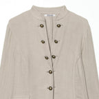 Women's short blazer with Mandarin collar, decorative button placket and curved hem Fashion Glam