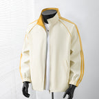 Men's Light Track Blouson Jacket with Stand-Up Collar and Contrast Stripes Fashion Glam