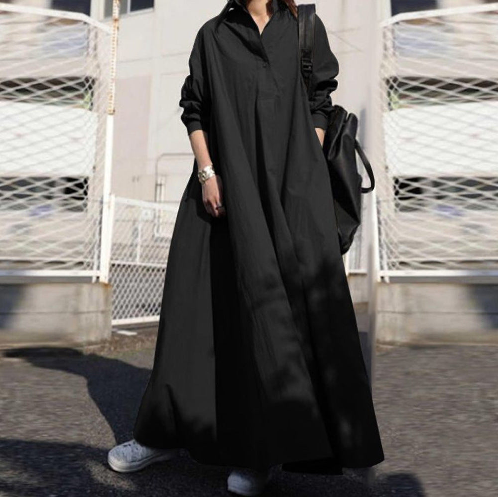 Women's Oversized Shirt Dress in A-Line with Shirt Collar Fashion Glam