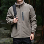 Men's fleece outdoor jacket with full zip, high collar, and water-repellent zip pocket Fashion Glam