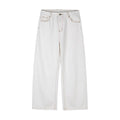 Women's Wide High-Waist Culotte Jeans with Visible Contrast Seams Fashion Glam