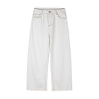 Women's Wide High-Waist Culotte Jeans with Visible Contrast Seams Fashion Glam