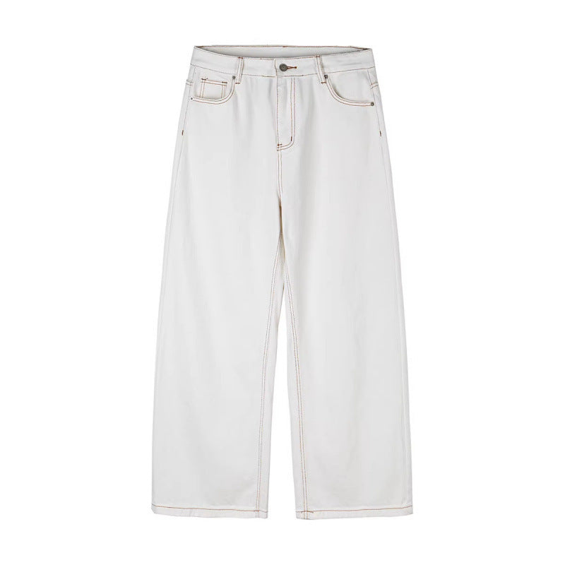 Women's Wide High-Waist Culotte Jeans with Visible Contrast Seams Fashion Glam