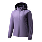 Women's lightweight waterproof softshell jacket with hood and chest zipper pocket Fashion Glam