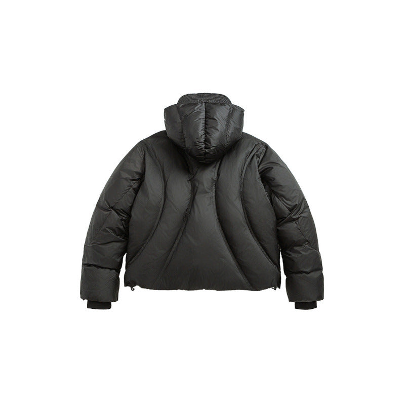 Unisex Short padded puffer jacket with high closing collar, voluminous hood and zippered pockets Fashion Glam