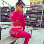 Women's luxurious velvet tracksuit with glitter accents and elastic waistband Fashion Glam
