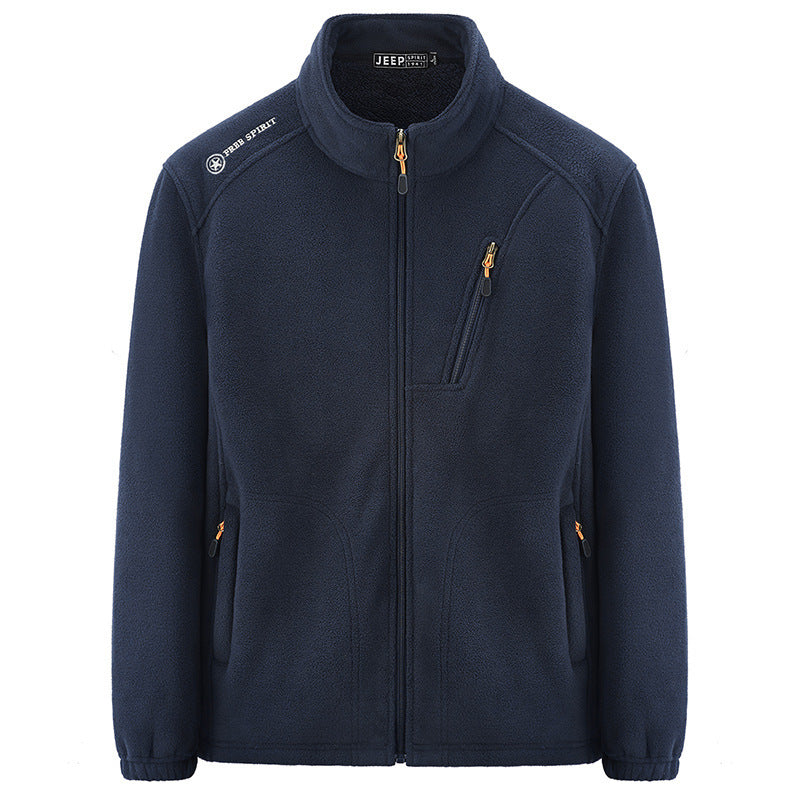 Men's thermal fleece jacket with Sherpa lining, stand-up collar and zippered pockets Fashion Glam