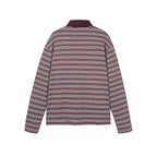 Men's long sleeve polo shirt with fine striped pattern and ribbed collar Fashion Glam
