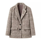 Ladies short blazer coat made of wool blend with bouclé structure and flap pockets Fashion Glam