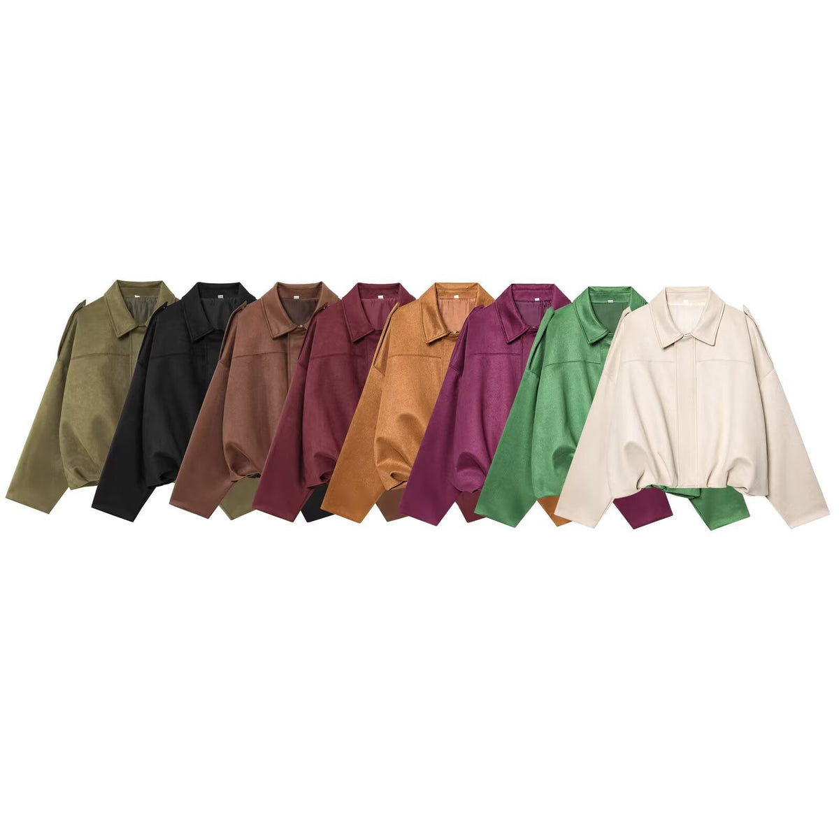 Women's Cropped Suede Look Blouson Jacket with Waist Smocking and Shoulder Patches Fashion Glam