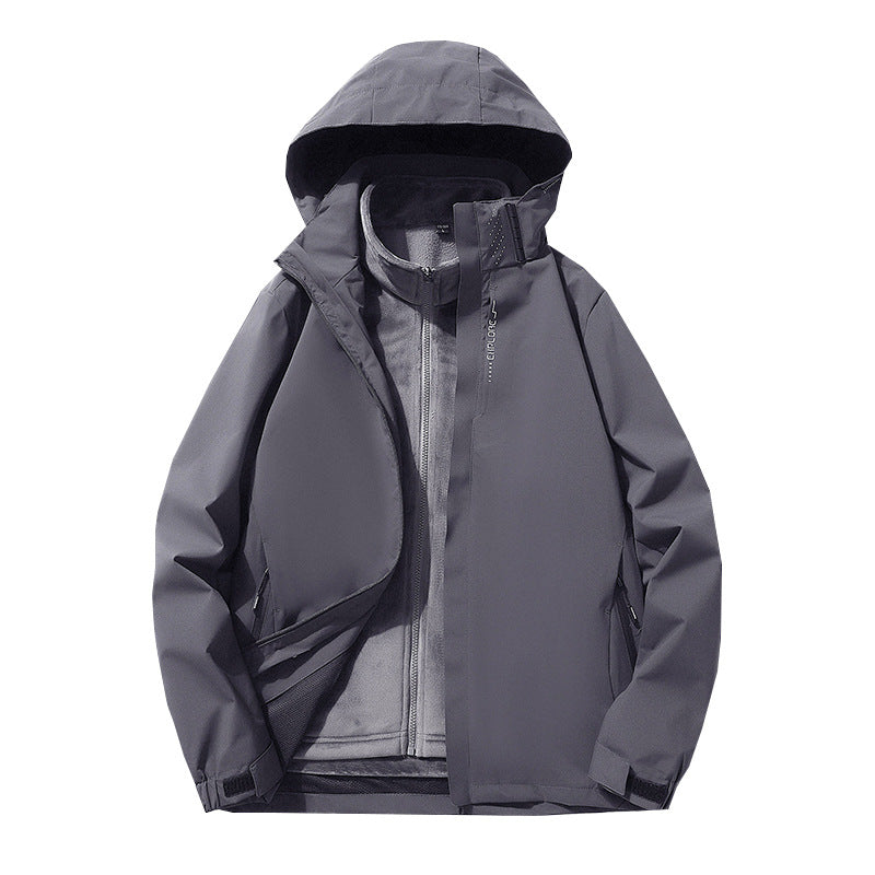 Men's three-layer waterproof outdoor softshell jacket with detachable fleece inner jacket Fashion Glam