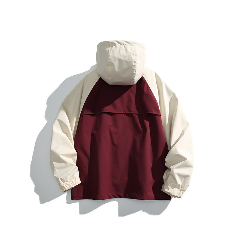 Unisex Lightweight two-tone wind and rain jacket with hood, water-repellent shell and adjustable hem Fashion Glam