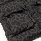 Women’s Oversize Puffer Jacket with Hood and Leopard Print Fashion Glam