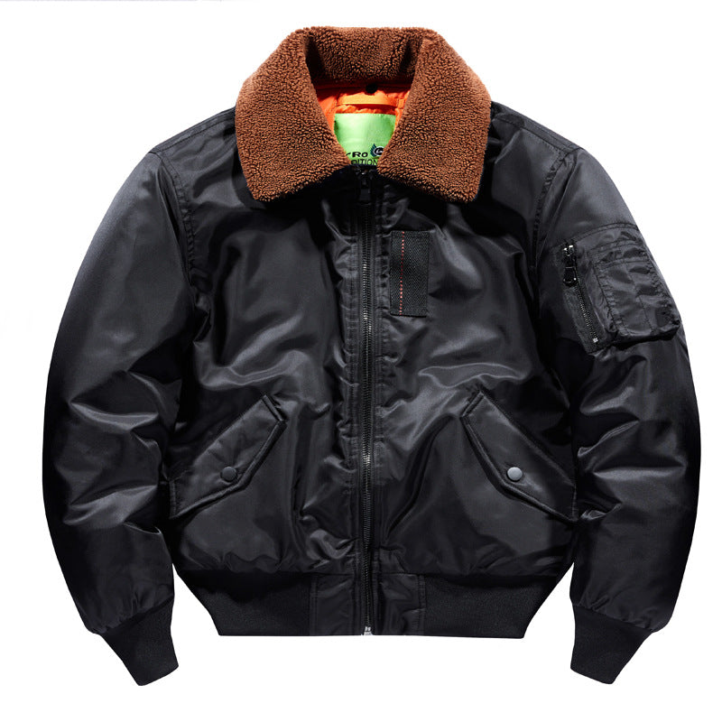 Men's pilot bomber jacket with teddy collar, water-repellent nylon shell and sleeve utility pocket Fashion Glam