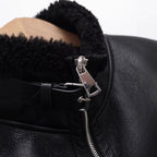 Women's Oversize Pilot Jacket made of Faux Leather with Teddy Lining and Stand Collar Fashion Glam
