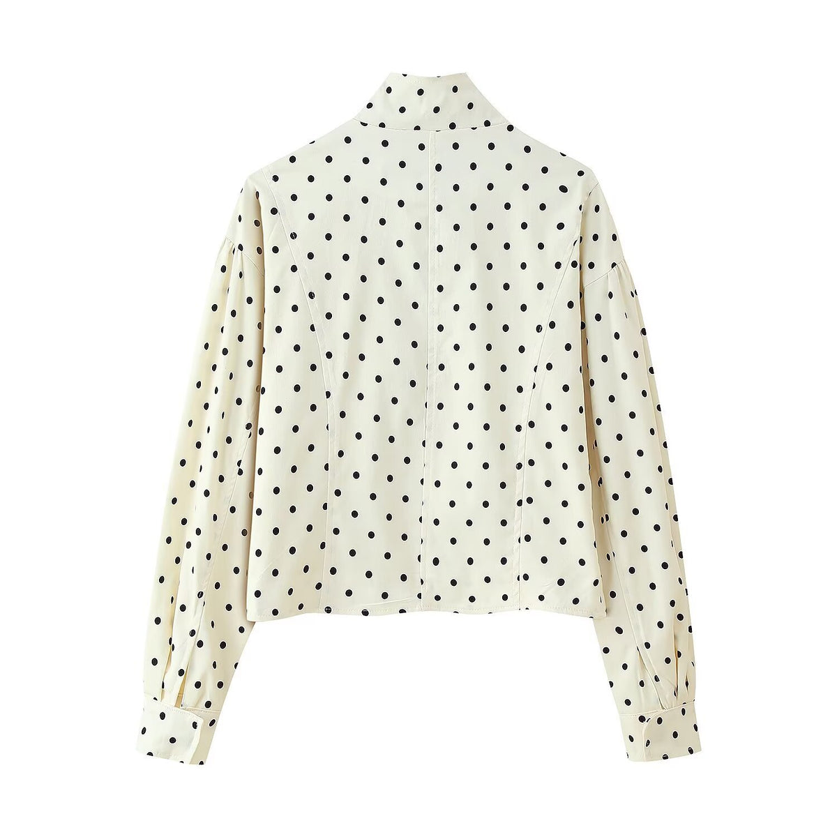 Women's short jacket with stand-up collar, boxy cropped cut and polka dot print Fashion Glam