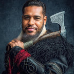 Men's historically inspired faux fur shoulder cape with leather straps Fashion Glam