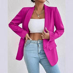 Women's Tailored Longline Blazer with Patch Pockets and Narrow Lapels Fashion Glam