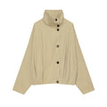 Women's Short Water-Repellent Cape Jacket with High Stand-Up Collar and Concealed Button Placket Fashion Glam