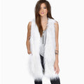 Ladies long sleeveless shaggy faux fur vest with concealing A-line and soft high-pile Fashion Glam