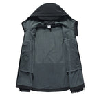 Men's Tactical Softshell Jacket with Hood, Camouflage Pattern and Multiple Zipper Pockets Fashion Glam