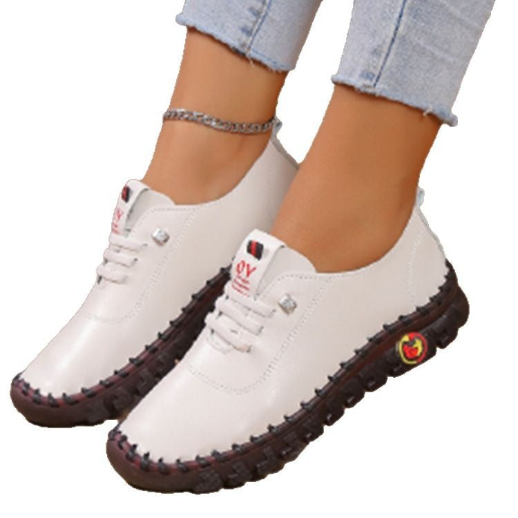 Women's lightweight, soft slip-on with hand-stitched rubber sole and elastic lacing Fashion Glam