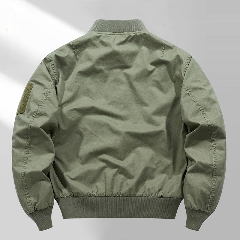 Men's short-cut lightweight bomber jacket with tactical sleeve patch and durable function shell Fashion Glam