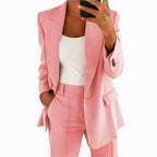 Women's Two-Piece Business Suit with Oversized Blazer and High-Waisted Pleated Trousers Fashion Glam
