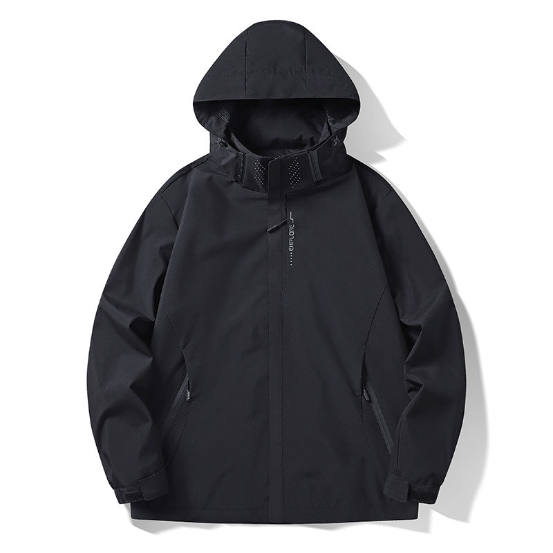 Men's waterproof and windproof technical hooded outdoor jacket with welded seams and breathable lining Fashion Glam
