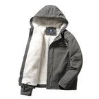 Men's Hooded Canvas Parka with Teddy Lining and Windproof Front Fashion Glam