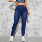 Women's High-Waisted Stretch Skinny Jeggings in Realistic Jeans Look with Figure-Flattering Waistband Fashion Glam