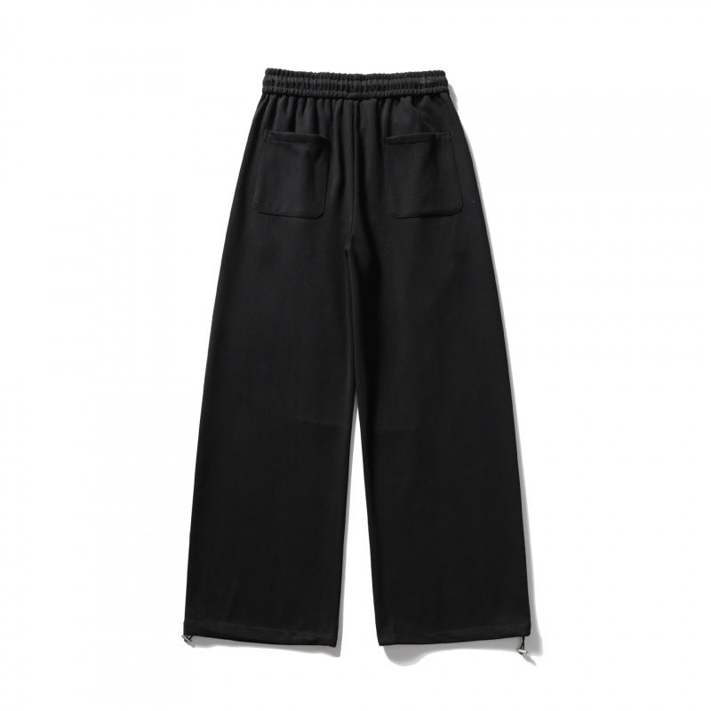 Unisex Wide Sweatpants with drawstring waistband, cord drawstring, and adjustable leg straps Fashion Glam