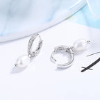Ladies earrings with elegant zirconia decorations and pearl pendants Fashion Glam
