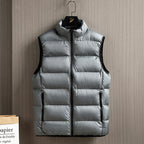 Men's Lightweight Thermal Quilted Vest with High Stand-Up Collar and Zipper Pockets Fashion Glam