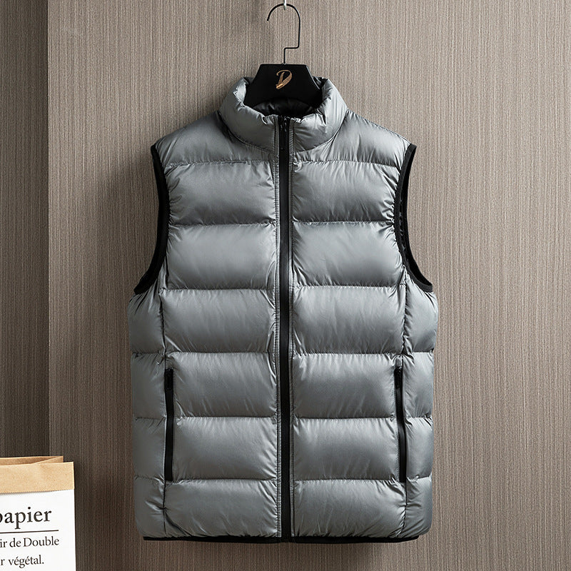 Men's Lightweight Thermal Quilted Vest with High Stand-Up Collar and Zipper Pockets Fashion Glam