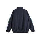 Unisex Retro Sporty Zip Training Jacket with Stand-up Collar, Colorblock Stripes and Elastic Hem Fashion Glam