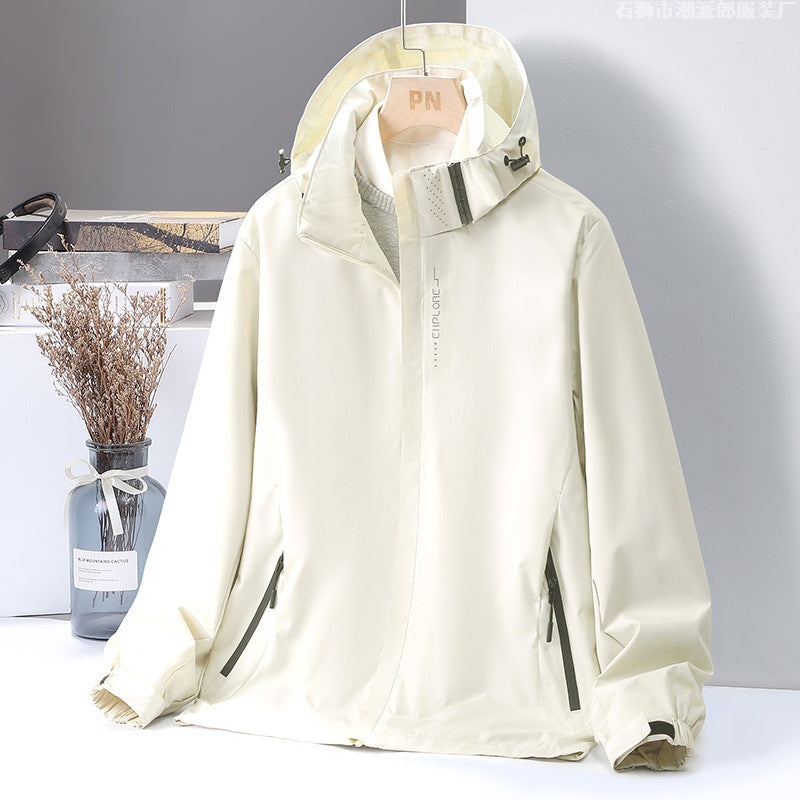 Men's lightweight water-repellent hooded shell jacket with windproof membrane and concealed zipper Fashion Glam