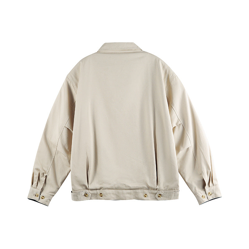 Men's Lightweight Boxy Transitional Jacket with Shirt Collar and Concealed Zipper Fashion Glam