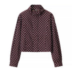 Women's short dotted jacket in blouson style with stand-up collar and balloon sleeves Fashion Glam
